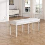 ZUN TOPMAX Vintage Traditional 50.4inch Upholstered Dining Bench with 6 Solid Wood Legs, Cream N717P170409D