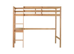 ZUN Twin High Loft Bed, Rubber Wood Loft Bed with Safety Guardrail, built-in desk, ladder,White Oak W504P206980