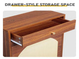 Rattan shoe cabinet with 1 drawer and 2 flip-top drawers, made of particleboard, 54*24*110cm, brown 69844102