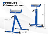 2-Pack Heavy Duty Metal Folding Roller Stand with Edge Guides Portable Woodworking Support - Blue 09128668