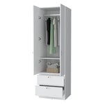 ZUN Tall Mayer Wardrobe in Melamine with Two Doors and Two Drawers B128P203060