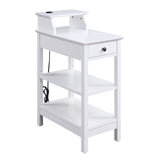 ZUN White 3-shelf Side Table with USB Charging Dock B062P186479