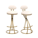 Round Bar Stool Armless Velvet Barstools with Back Set of 2 Upholstered Counter Chair for Dining W1757P167860
