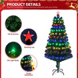 ZUN 5 FT Pre-lit Christmas Tree, Artificial Fiber Optic Christmas Tree with Lighted Top Star, 180 LEDs 18263555