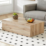 ZUN Modern MDF coffee table with wood texture pattern -39.3x23.6x11.8 inches - stylish and durable W1151P173268