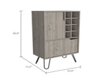 L Bar Single Door Cabinet, Eight Built-in Wine Rack, Four Legs, Light Gray B097120588