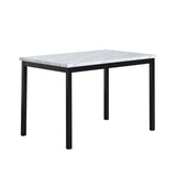 ZUN Noyes Metal Dining Table with Laminated Faux Marble Top, Off-white T2574P165158