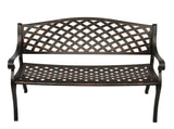 40.5" Outdoor Cast Aluminum Bench With Mesh Backrest Seat Surface 24289313