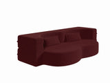 Modern Floor Sofa with 2 Pillows,Convertible Teddy Fabric Foam-Filled Sleeper Sofa Bed,15" Full Size 58553868
