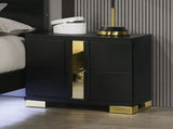 Black And Gold Trim 1pc Nightstand Bracketed Metal Legs Acrylic Trim Contemporary Bedroom Furniture B2741P325736