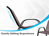 Brown 2 Pack Stackable Patio Dining Chairs, Ergonomic Steel Frame Breathable Fabric Outdoor Chairs 47883463