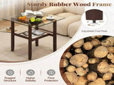 24-Inch 2-Tier Square Glass Coffee Table, Modern Tempered Glass Center Table with 96961414