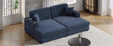86.5" Oversized Loveseat Chaise Lounge Sectional Sofa Bed Corduroy Sleeper Sofa with USB Ports , N719P232602C