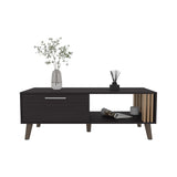 Coffee Table, 1 Door, 1 Shelf, Black / Natural Oak B097P262373