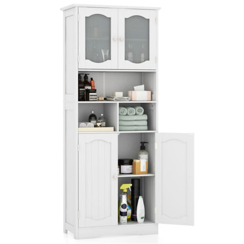 ZUN Bathroom Storage Cabinet with Glass Doors and Shelves 70453917