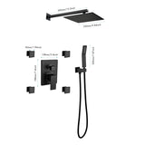 Shower System, 10-Inch Matte Black Full Body Shower System with Body Jets, Square Rainfall Shower 06159140