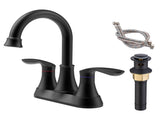 Bathroom Faucet Matte Black with Pop-up Drain & Supply Hoses 2-Handle 360 Degree High Arc Swivel 13267190