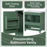 30" Bathroom Vanity with Sink, One Door with Shelf and Three Drawers, Soft Close Door, Green GL-N759P225994F
