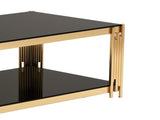 47 '' rectangular gold glass double-layer coffee table, black modern living room table, black 06515224