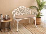 Tulip Patio Garden Bench Metal Park Bench Cast Aluminum Outdoor Furniture with Floral Rose for 57566526