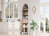 K&K 71" Tall Arched Kitchen Pantry Cabinet with Door Shelves, Farmhouse Kitchen Storage Cabinet with N707P288969W