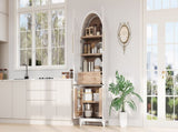 K&K 71" Tall Arched Kitchen Pantry Cabinet with Door Shelves, Farmhouse Kitchen Storage Cabinet with N707P288969W