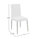 ZUN Set of 4 Leatherette Upholstered Dining Chairs, White and Chrome B016P224473