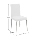 ZUN Set of 4 Leatherette Upholstered Dining Chairs, White and Chrome B016P224473