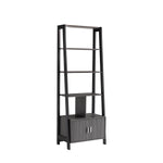 ZUN Modern Bookcase with Four Open Shelves and Two Door Cabinet - Black & Grey B107131396