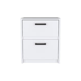 Nightstand Chequered, Two Drawes, White Finish B092123118