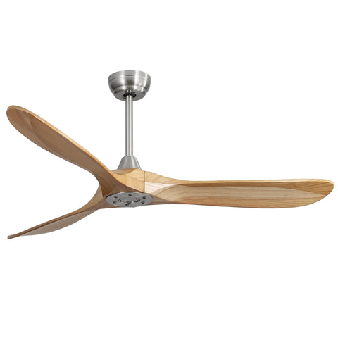 ZUN 60 Inch Outdoor Ceiling Fan Without Light 3 Solid Wood Blade with DC Motor Remote Control W934P156670