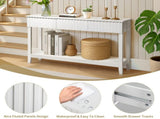 Modern Console Table with 3 Drawers and Open Storage Shelf, Entryway Table Narrow Long Sofa Table 09904615