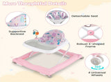 Pink Foldable Baby Walker with Detachable Tray & Shape Sorter Toys, 3-Level Height Adjustable for 94667255