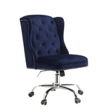 ZUN Midnight Blue Swivel Office Chair with Wing Back B062P215473