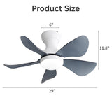 ZUN 29 lnch Small Ceiling Fan Flush Mount 5 Reversible ABS Blades with LED Dimmable Light W882P191021