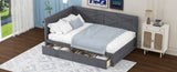 Twin Size Wood Daybed with 2 Drawers and Rustic Guardrail, Ancient Grey N709P179657E