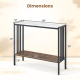 Modern Industrial Console Table - 2-Tier Design, Sintered Stone Tabletop with Anti-Slip Bumpers, 95020165