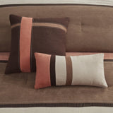 7 Piece Faux Suede Comforter Set Coral Queen B03596817