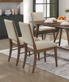 ZUN Modern Design Set of 2 Side Chairs Fabric Upholstered Seat Back Brown Finish Wooden Dining Kitchen B011P196942