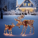 2pcs 4ft 30V 3.6W Moose Family 200LED Leather String Light Garden Moose Decoration Brown 22777896