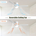 ZUN 52 Inch Indoor Outdoor Ceiling Fan Solid Wood Fan Blade Noiseless Reversible Motor Remote Control W934P147089