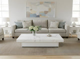 Square Marble Veneer Coffee Table Sliding Top with Storage in White 39.4'' N735P388120K