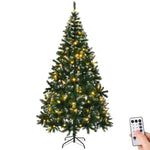 ZUN 7 FT Snow Tipped Artificial Christmas Tree with DIY 150 Warm Lights, Remote Control, 1100 Branch 78856463