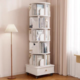 Rotating Bookshelf with Drawer, 360 Display 6 Tier Corner Bookshelf for Small Space, Floor Standing W2641P329209