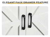 Washed white particleboard with melamine veneer, barn double door with U-shaped internal shelves, 20373264