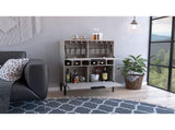 Bar Cabinet Puertu, Six Wine Cubbies, Double Door Cabinet, Light Gray Finish B092123057