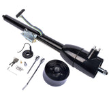 ZUN 30" Tilt Manual Floor Shift Steering Column with Key & 9 Bolt Adapter Black NEW 07767798