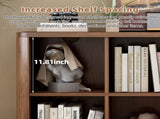 6 Cube Storage Bookcase, 40" Wide Low Horizontal Book Shelf with Curved Edge, Wood Floor Standing W2641P460042
