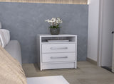 Nightstand 23.6" H, with 2 Drawers and 1 Shelf, White B097P250850