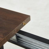 walnut color,Square Extendable Dining Table with metal leg,Modern Space Saving Kitchen Table for W234P282511